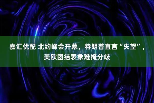 嘉汇优配 北约峰会开幕，特朗普直言“失望”，美欧团结表象难掩分歧